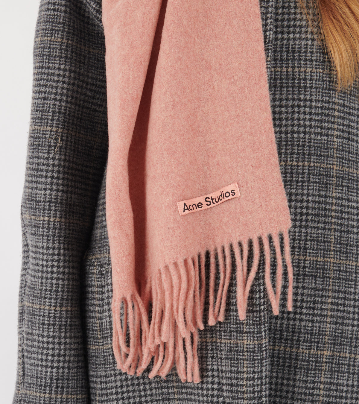 Fringe Wool Scarf Narrow Rose Melange