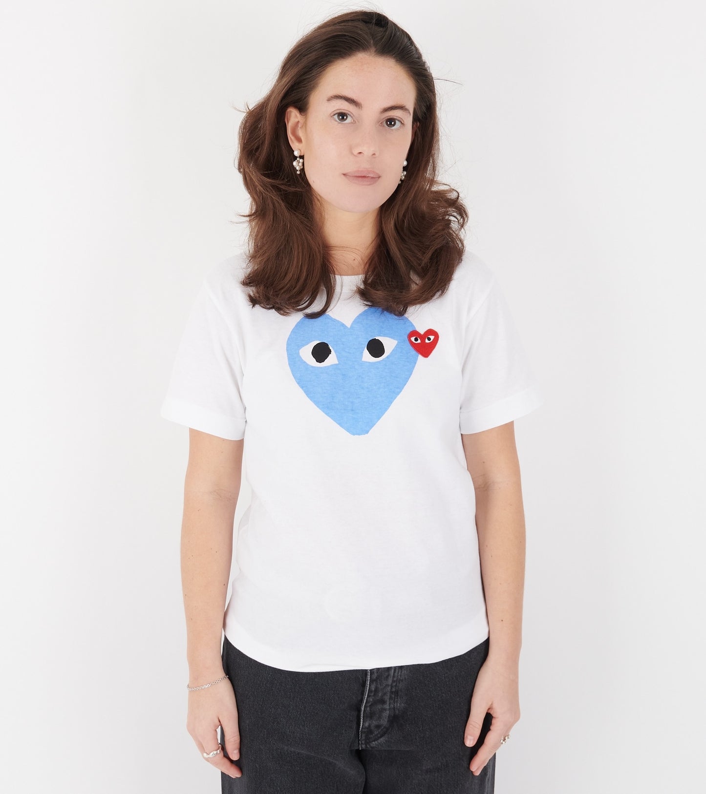 U Big Blue Heart T-shirt White