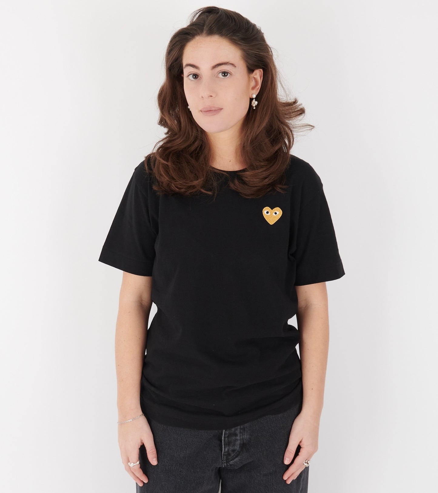 U T-shirt Gold Heart Black