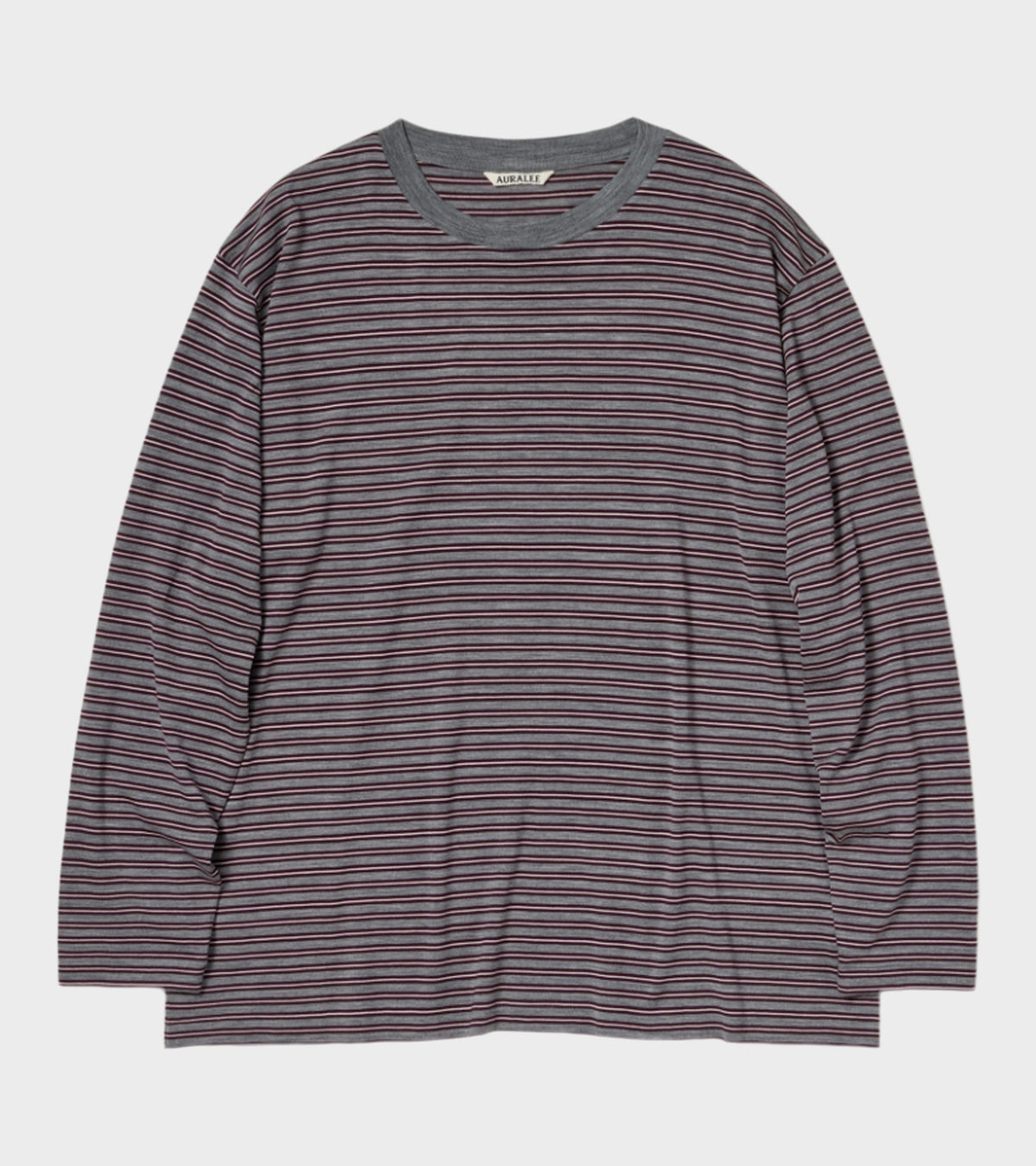Soft Smooth Wool Stripe Jersey L/S Tee Gray Stripe
