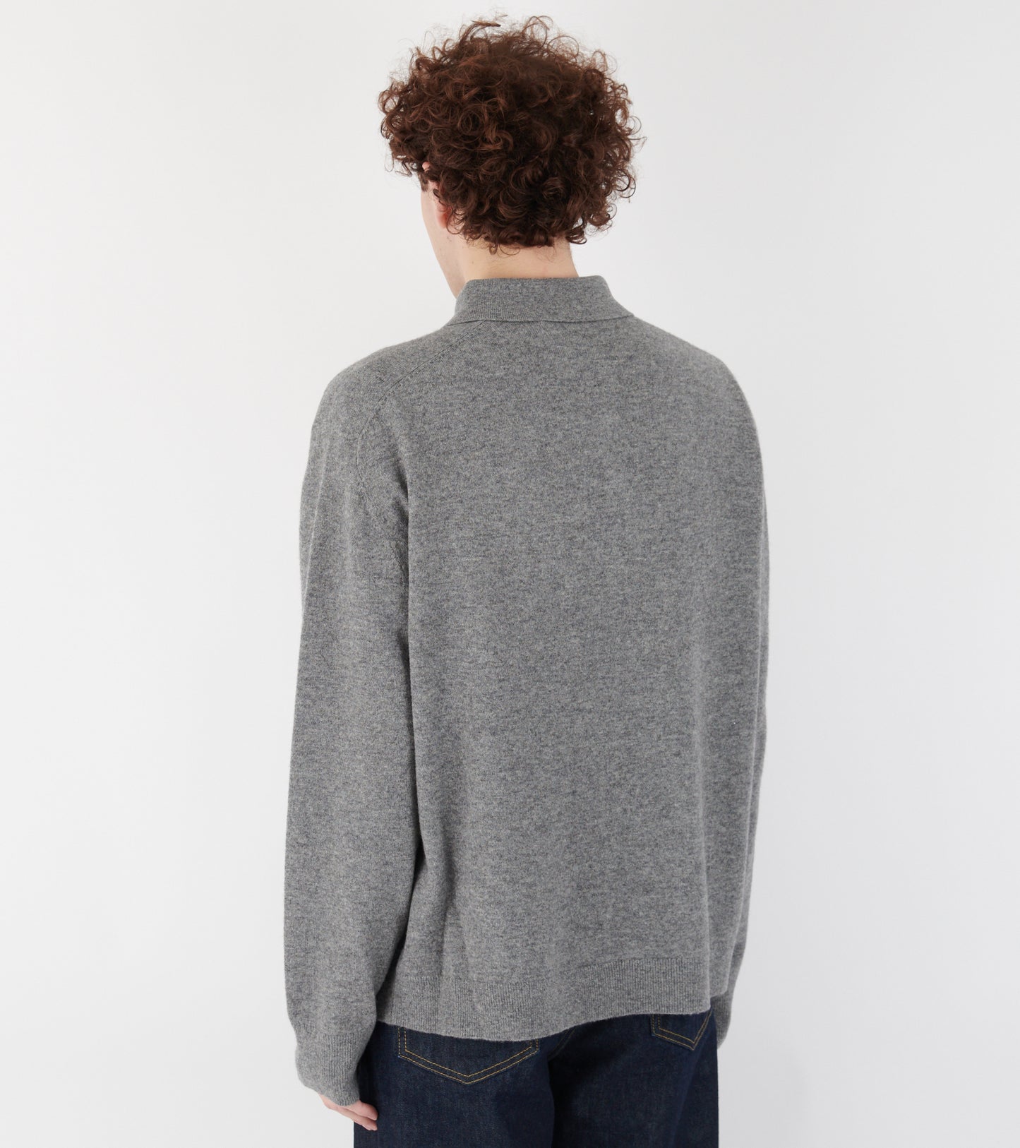 Wool Knit Polo Dark Grey