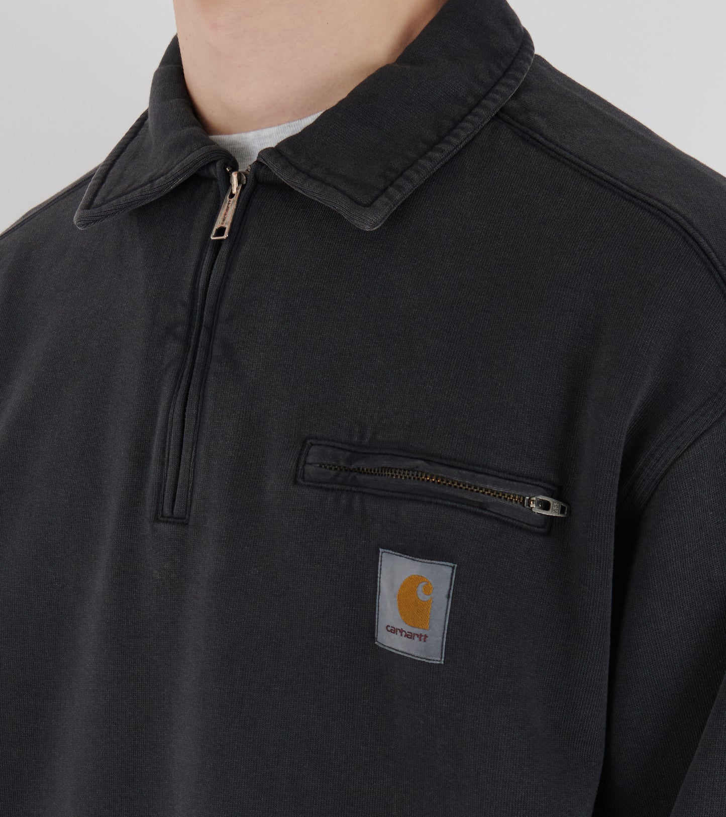 Half Zip Detroit Sweatshirt Black Stone Washed