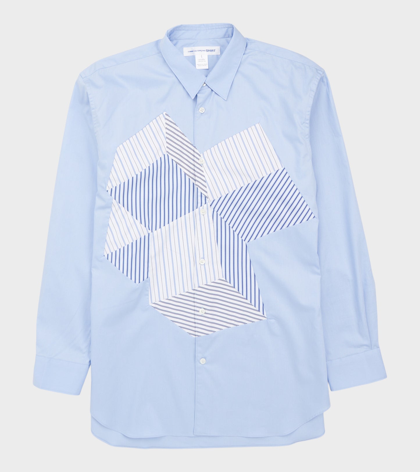 Patchwork 3D Cubes Shirt Light Blue