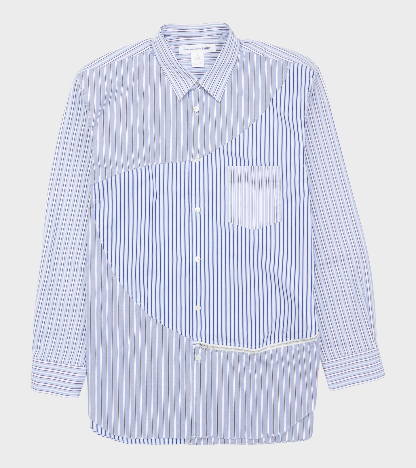 Striped Zip Shirt Blue/White Mix