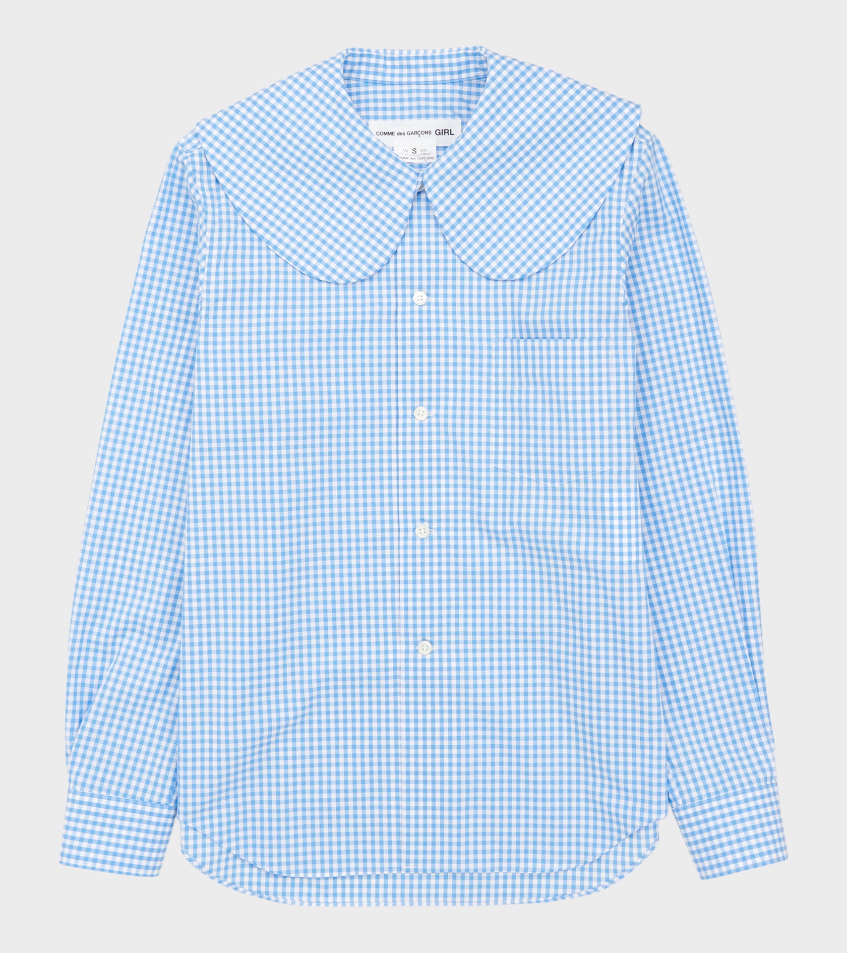 Big Round Collar Check Shirt Light Blue/White – Dr. Adams