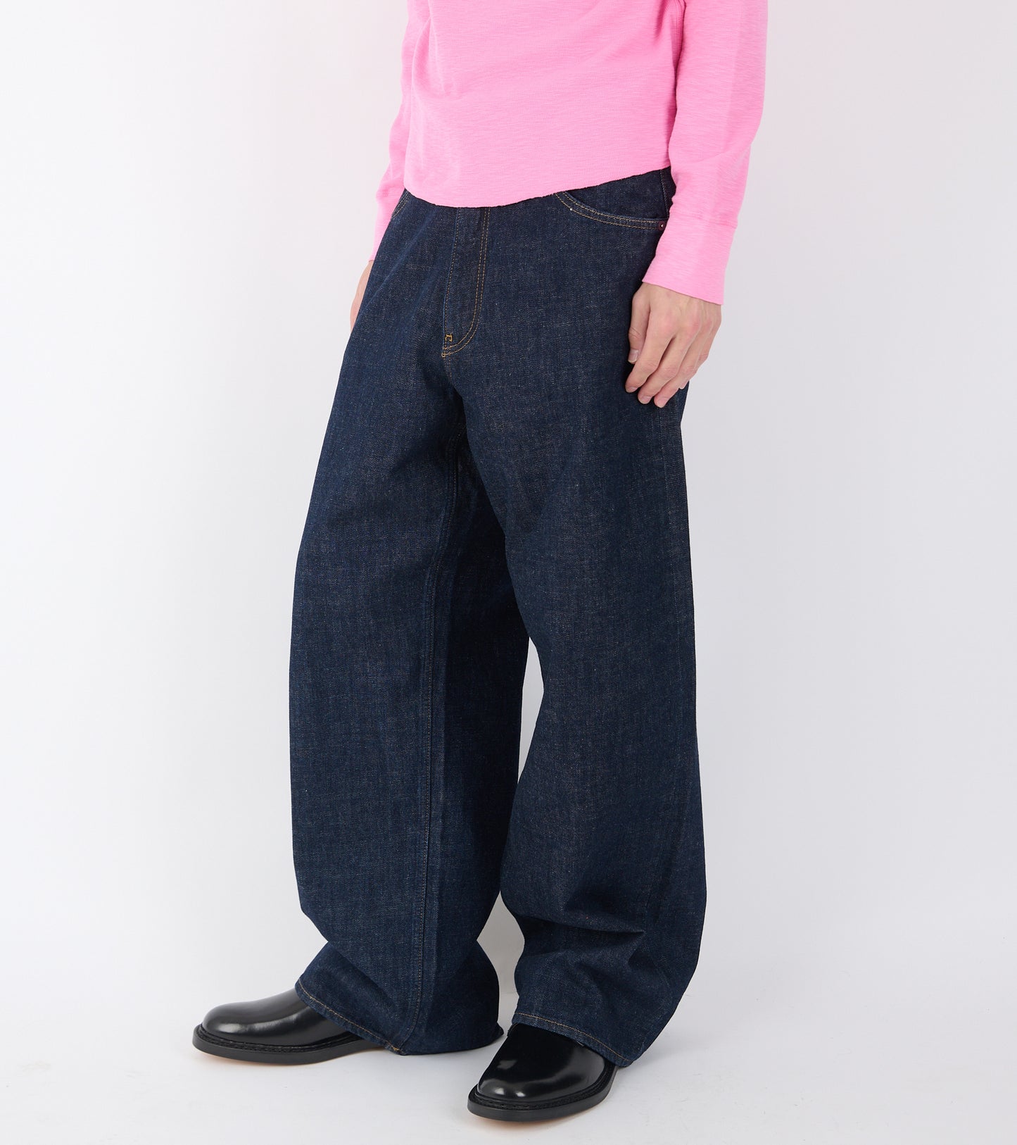 Super Wide Jeans Simple Rinse Blue