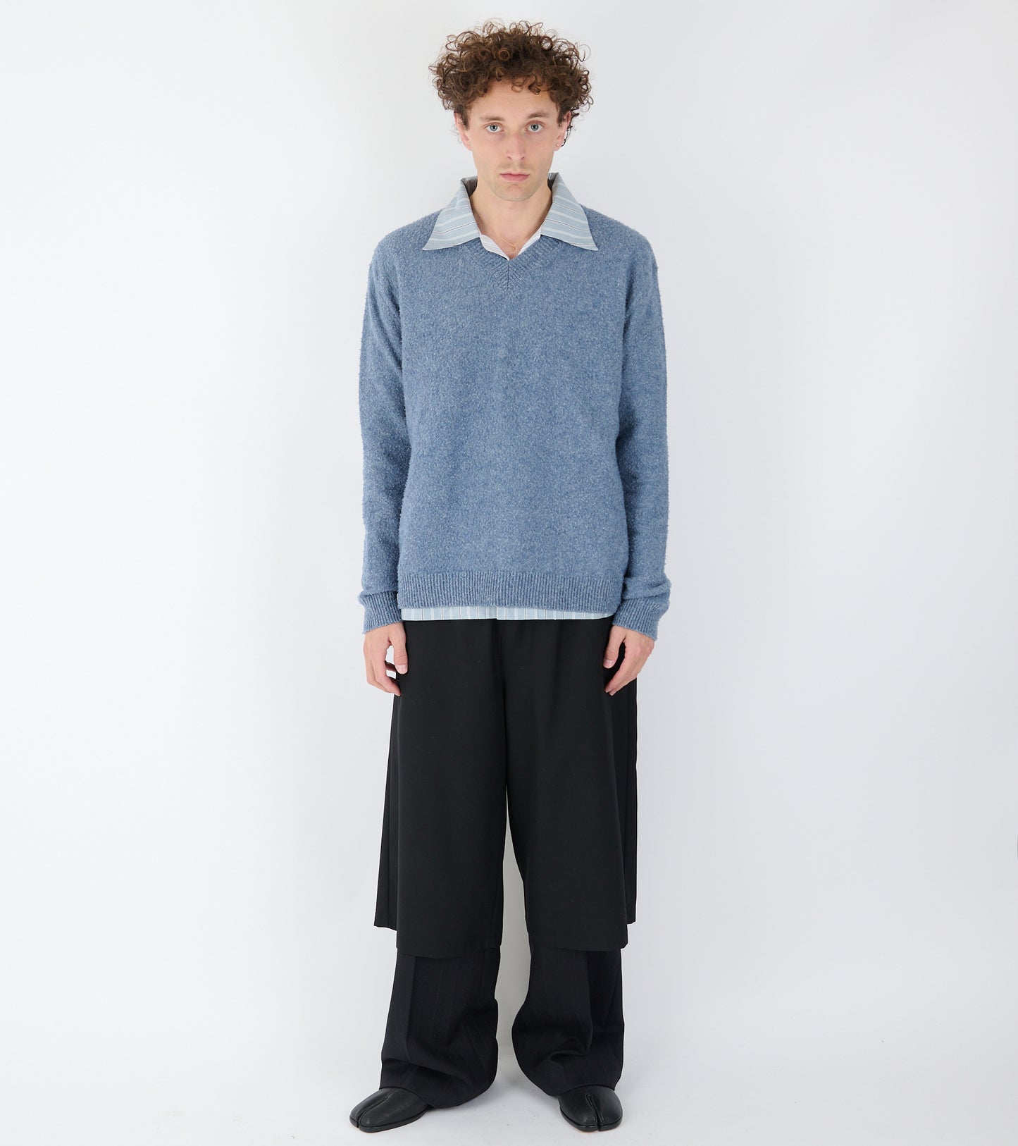 Pile Knit Sweater Blue