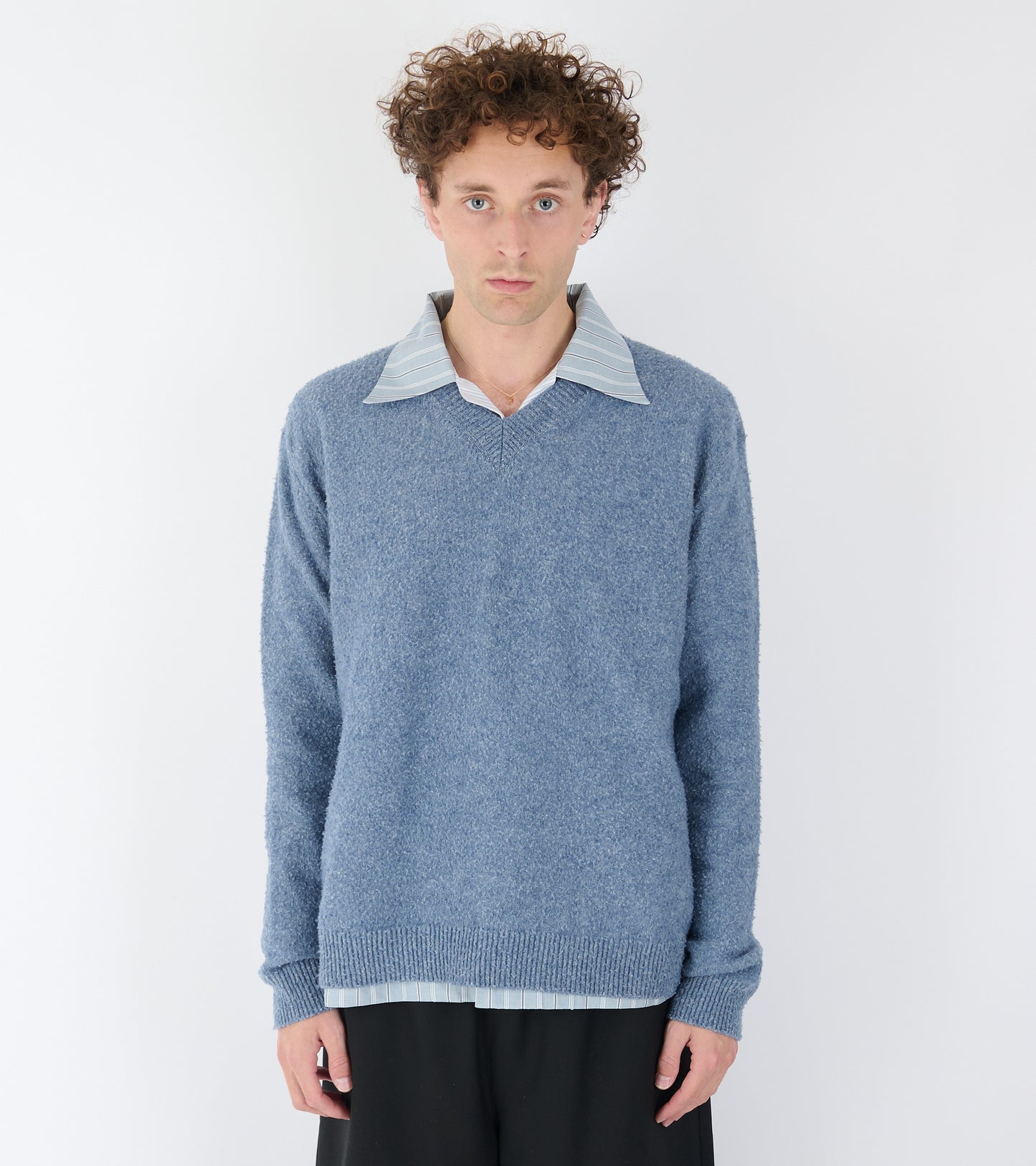 Pile Knit Sweater Blue