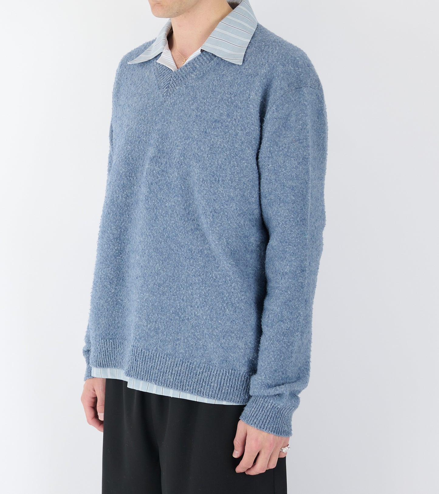 Pile Knit Sweater Blue