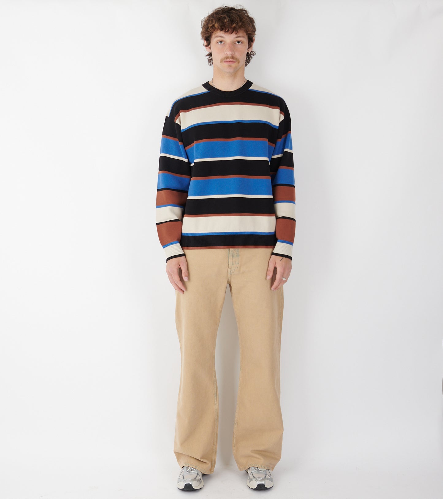 Striped Crewneck Sweater Blue/Brown Mix