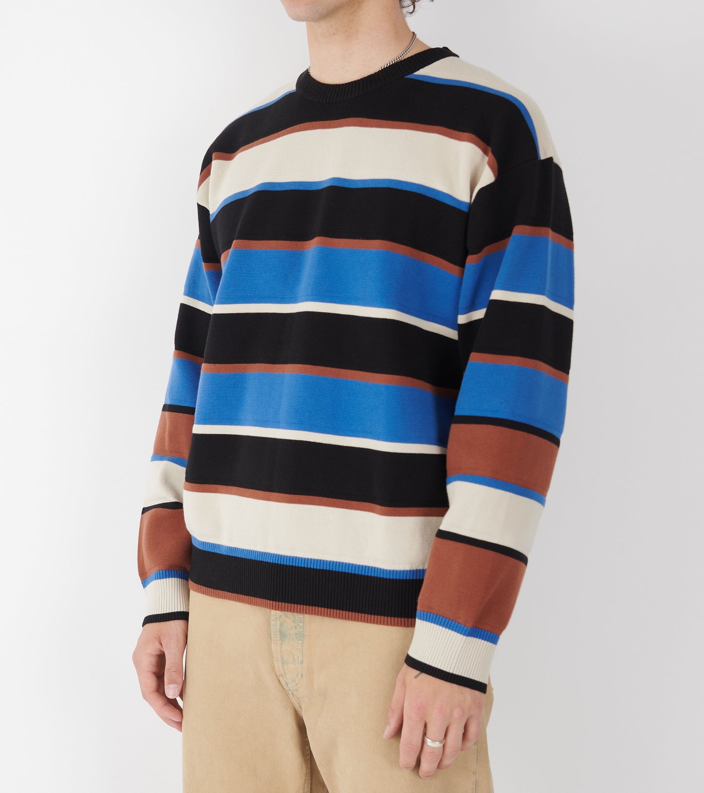 Striped Crewneck Sweater Blue/Brown Mix