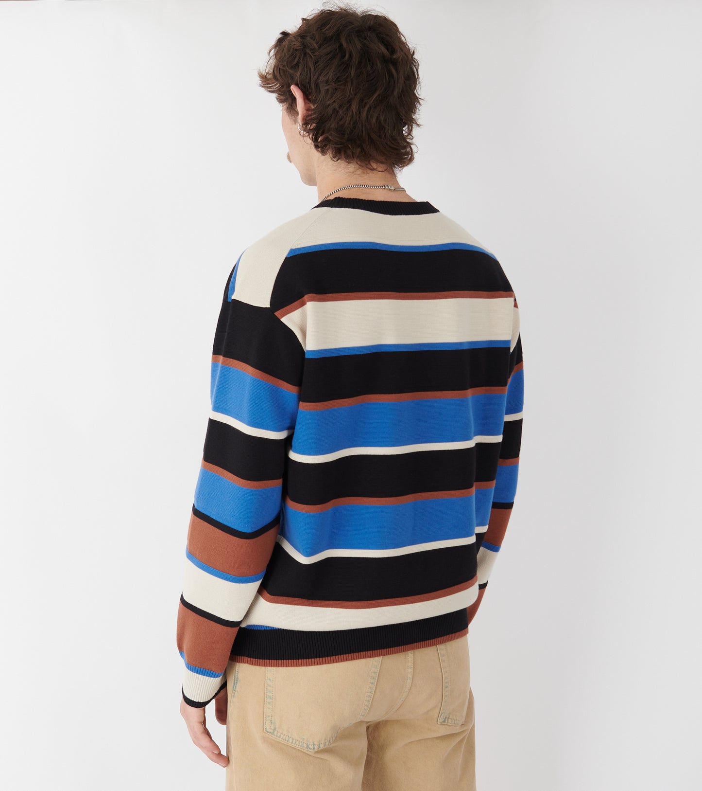 Striped Crewneck Sweater Blue/Brown Mix