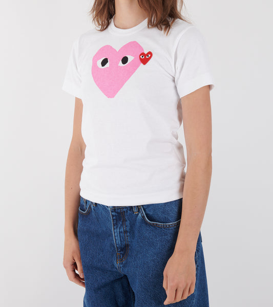 U T-Shirt Red Emblem Pink Heart