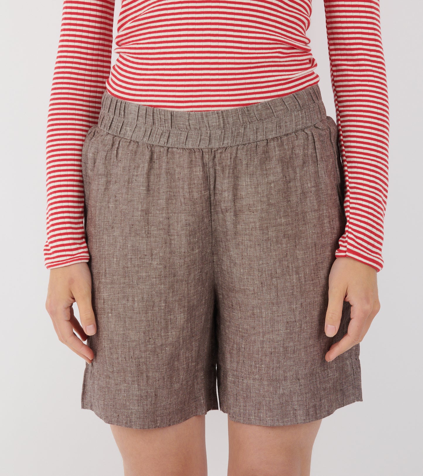 Shorts Long Linen Brown
