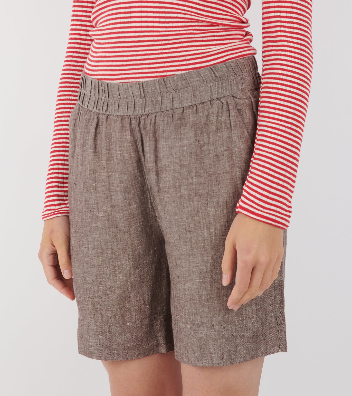 Shorts Long Linen Brown