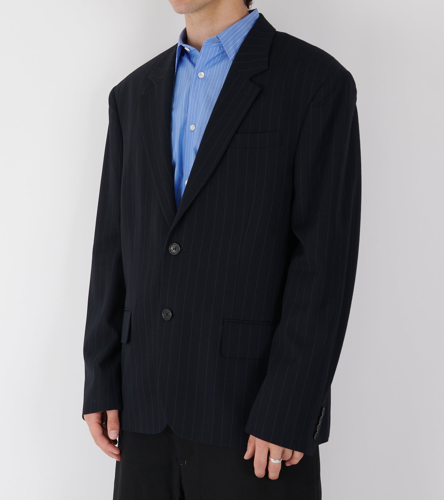 Pinstripe Blazer Dark Navy