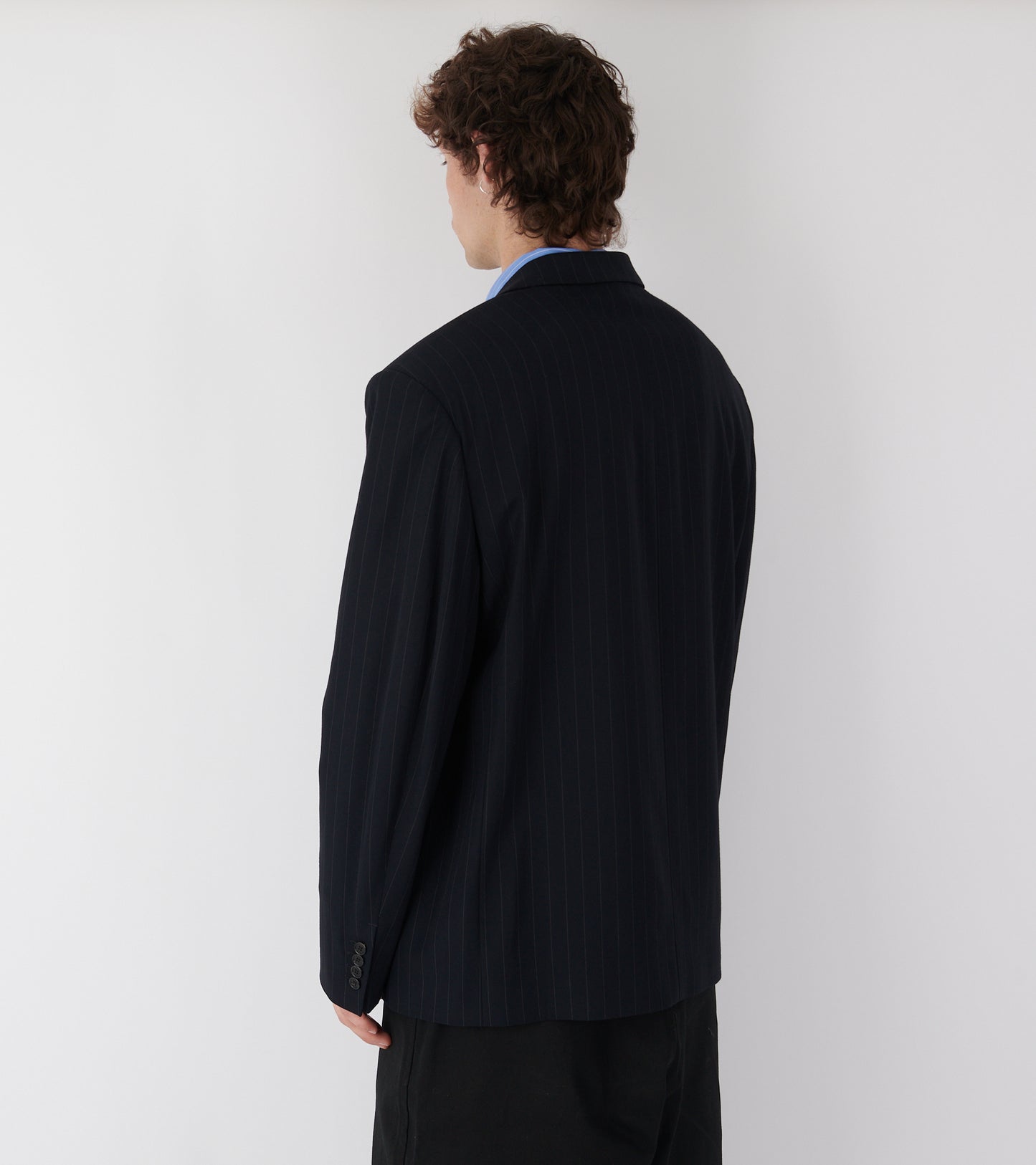 Pinstripe Blazer Dark Navy