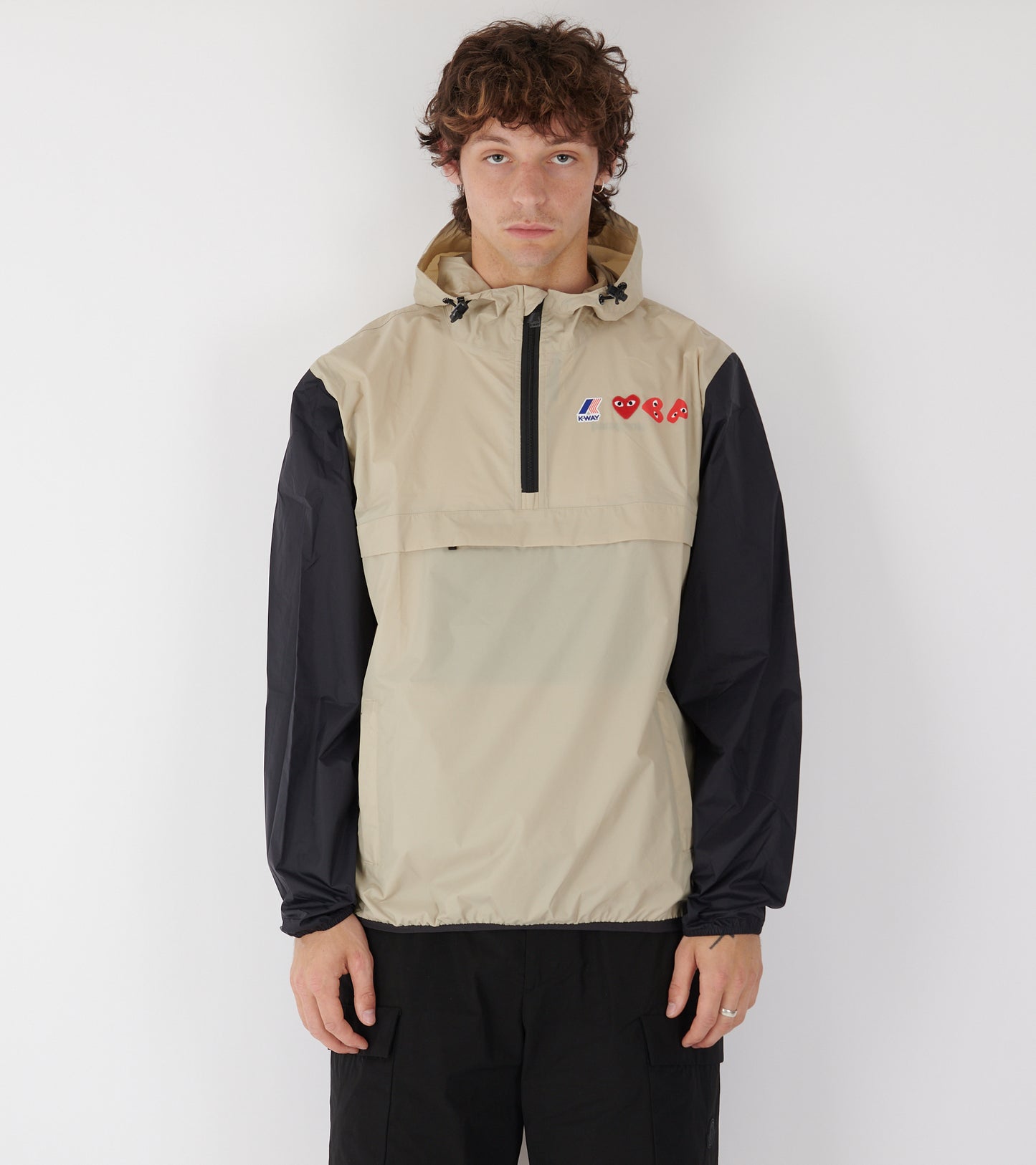K-WAY Packable Half Zip Anorak Beige/Black