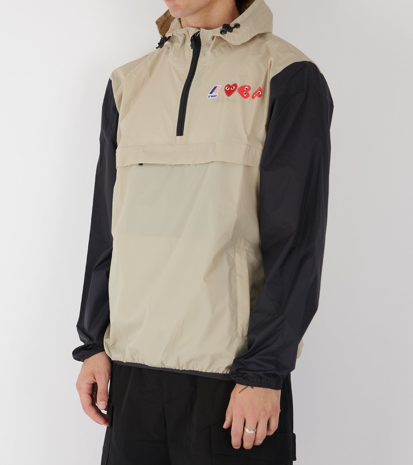 K-WAY Packable Half Zip Anorak Beige/Black