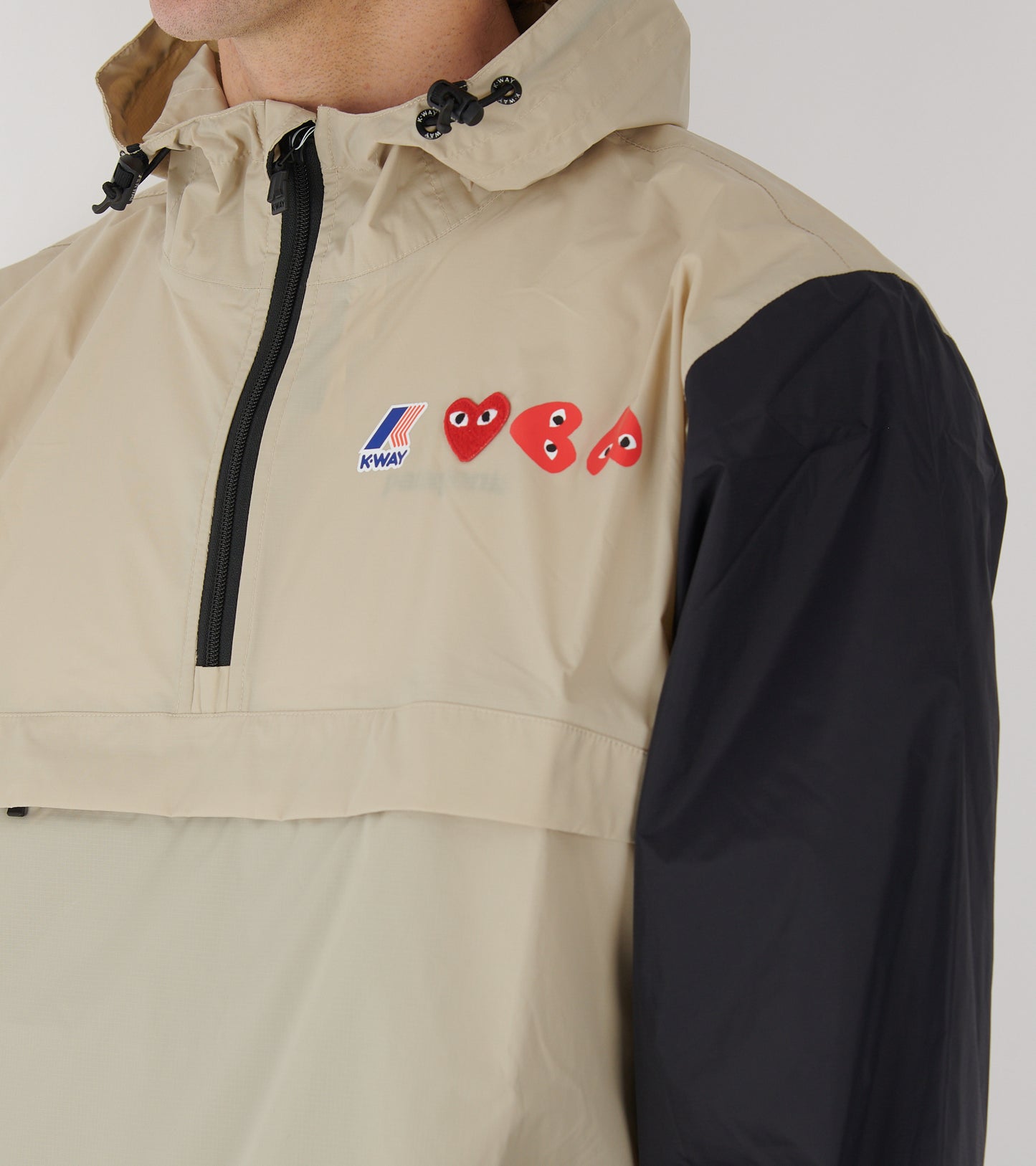 K-WAY Packable Half Zip Anorak Beige/Black