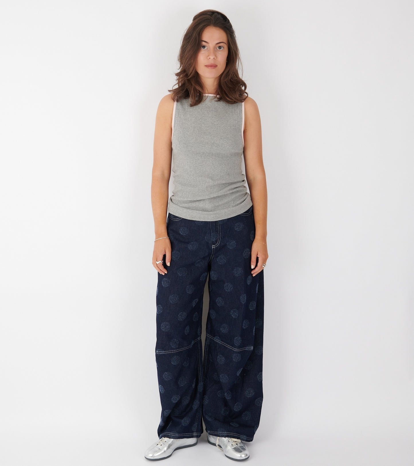 Dart Denim Pants Needle Punch Dots