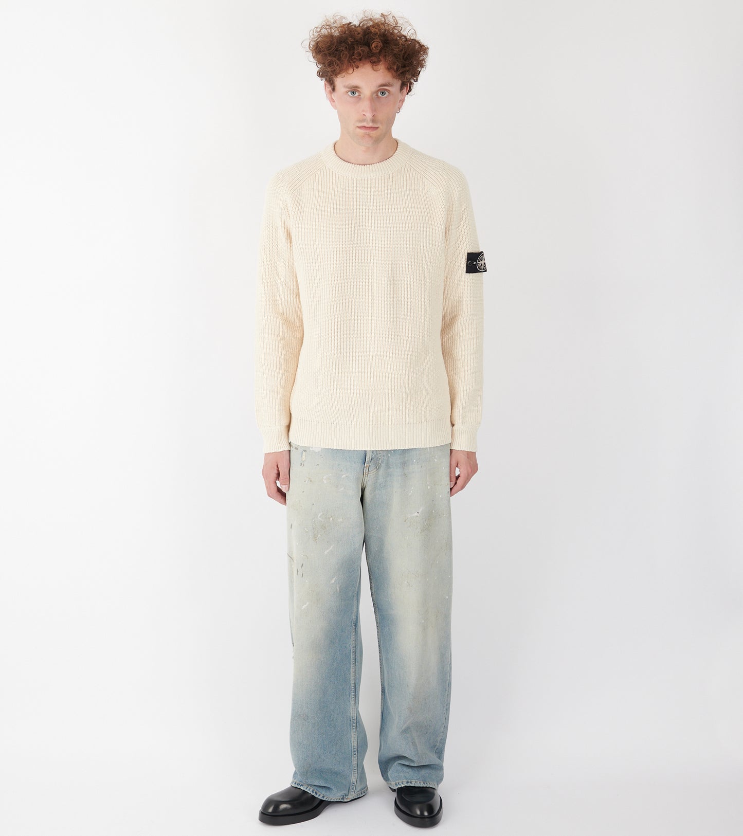 Heavy Fisherman Cotton Knit Ivory