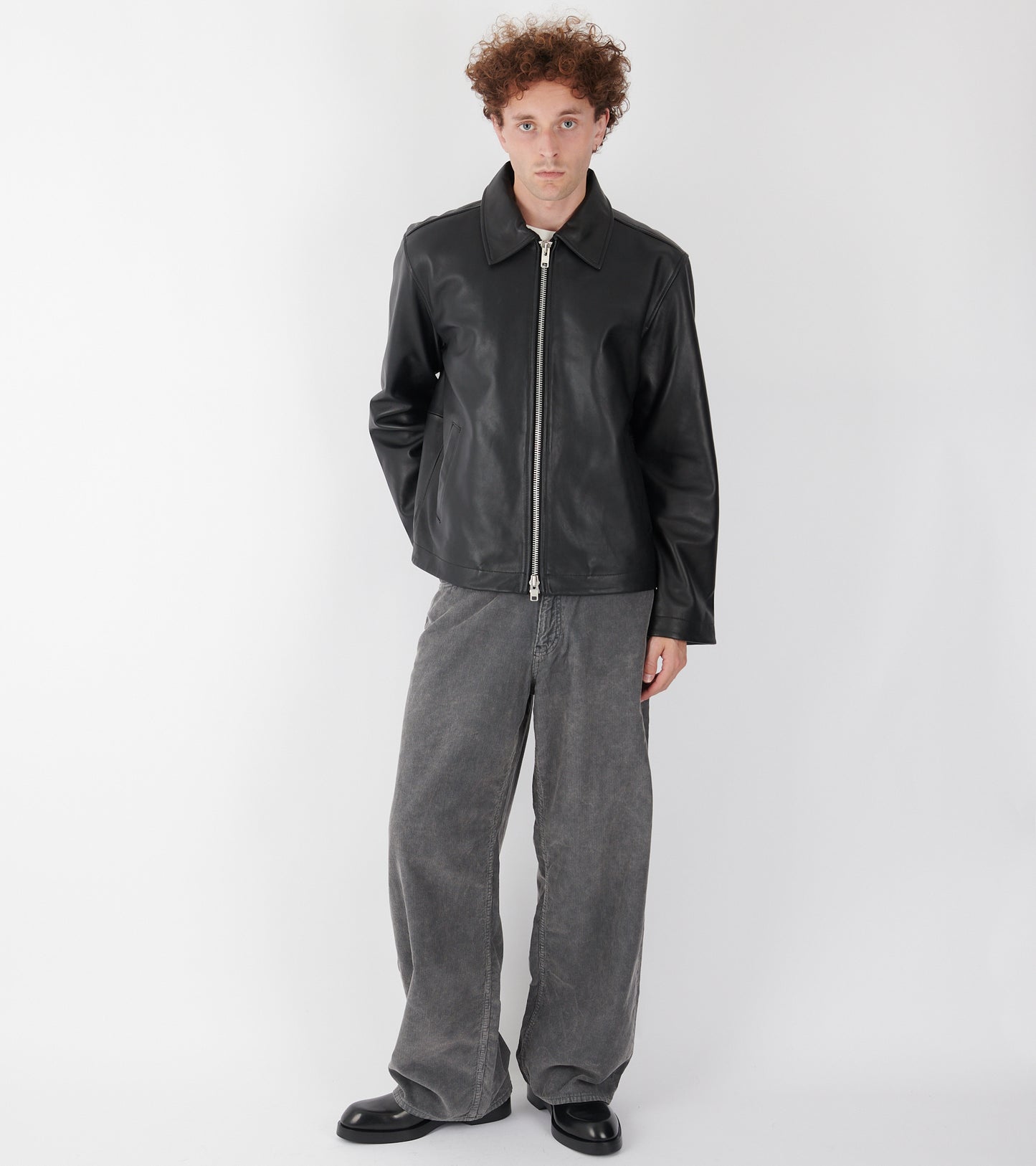 Short Leather Jacket Black