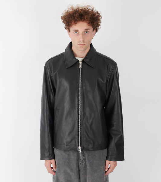 Short Leather Jacket Black