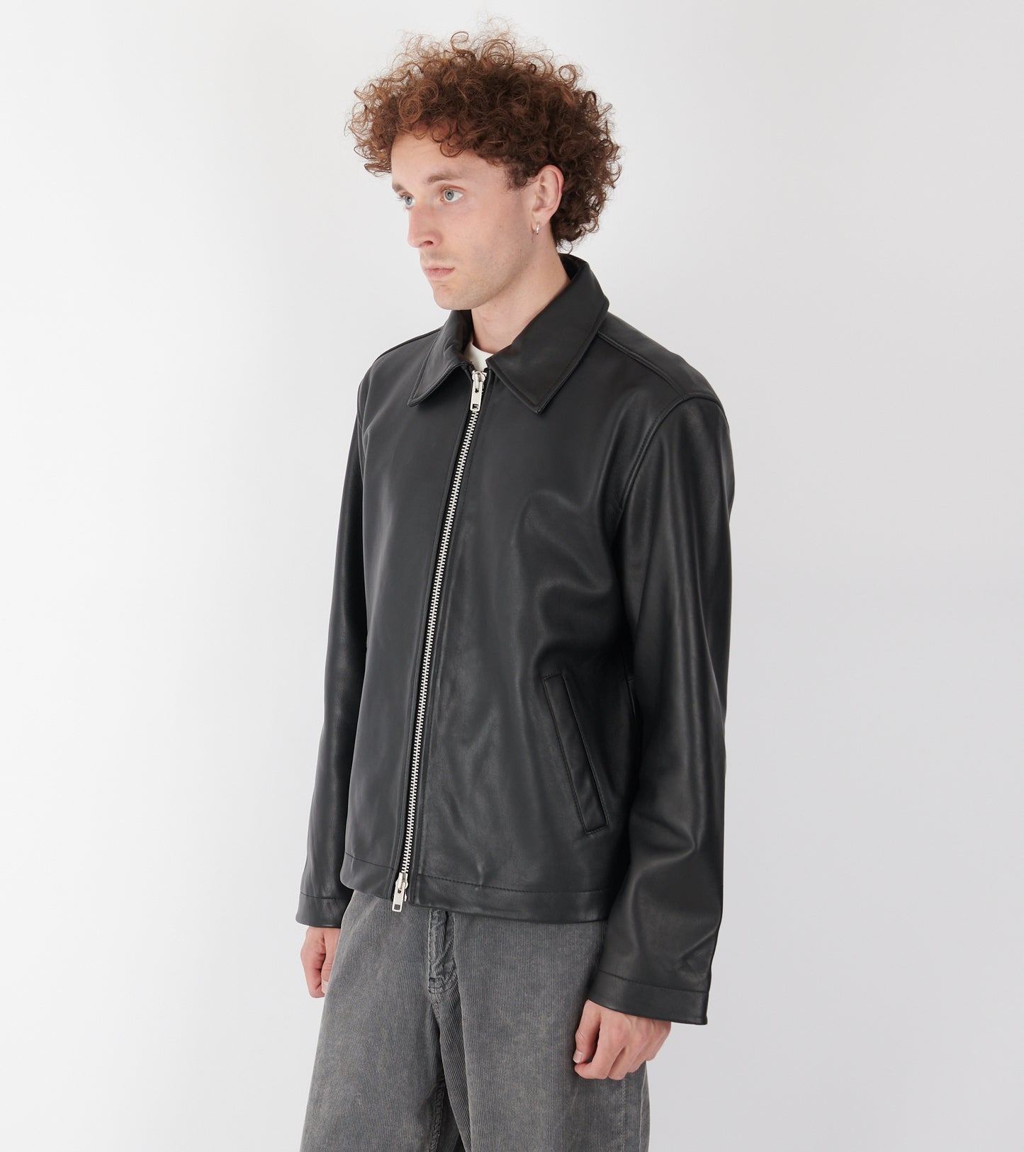 Short Leather Jacket Black