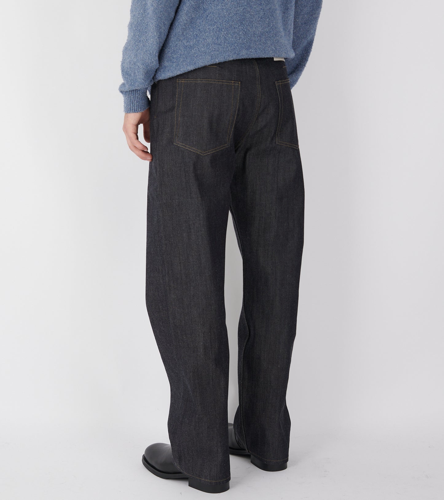 Rigid Loose Denim Jeans Dark Blue