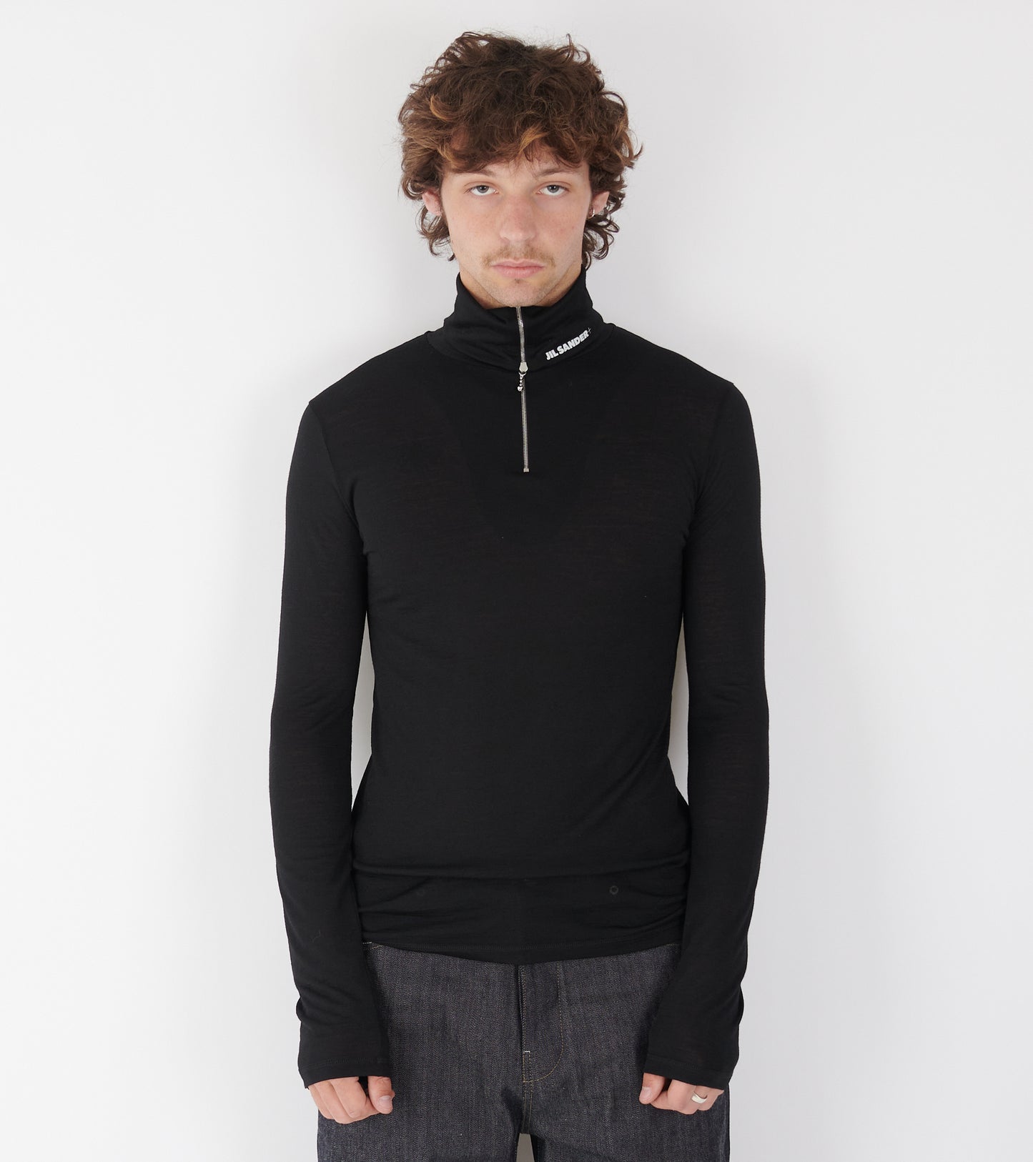 Plus Quarter Zip Wool Sweatshirt Black