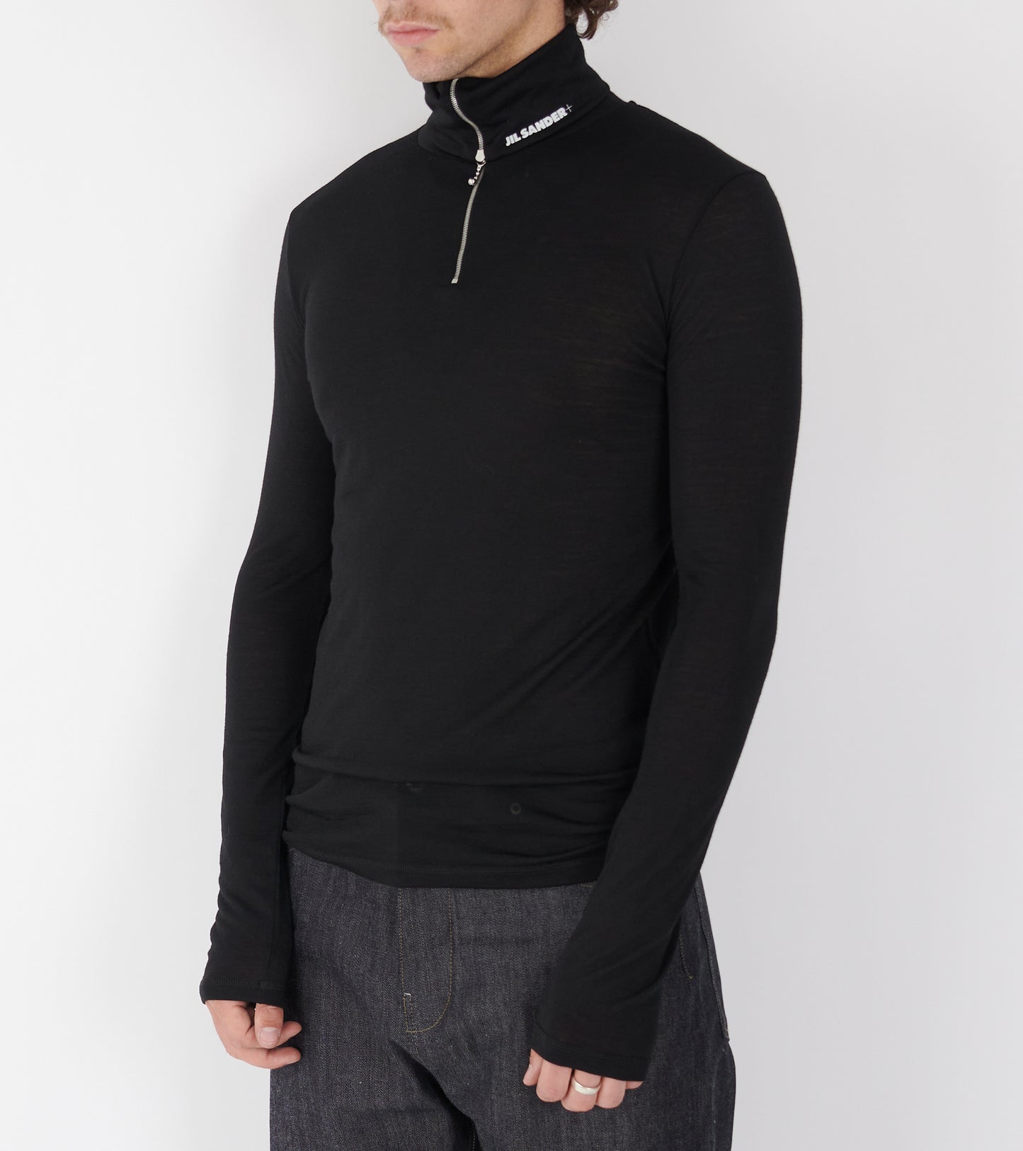 Plus Quarter Zip Wool Sweatshirt Black