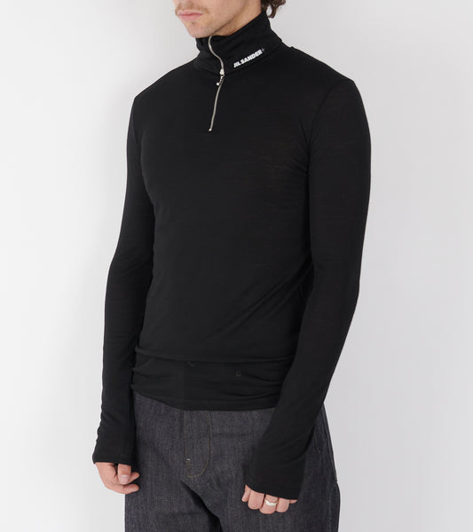 Plus Quarter Zip Wool Sweatshirt Black