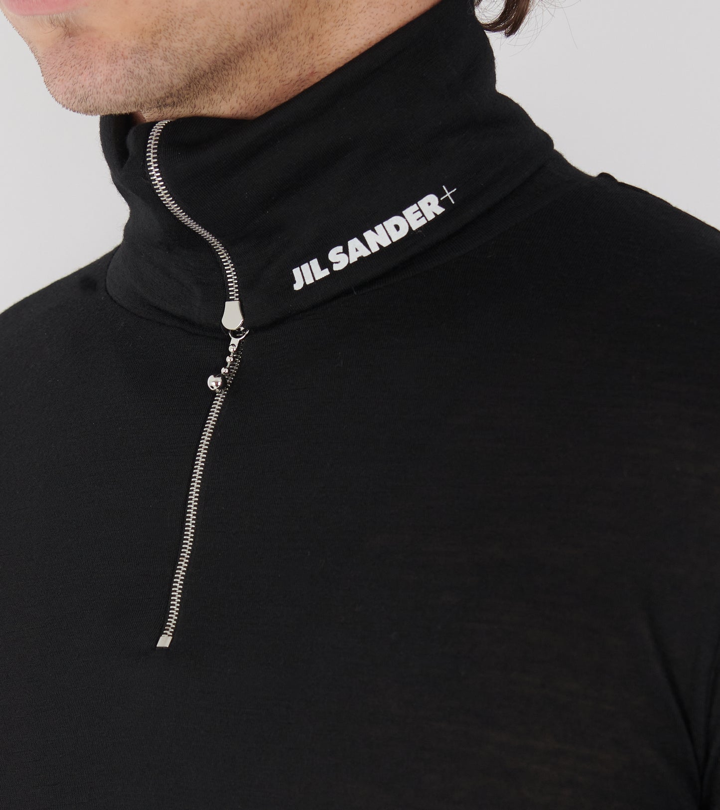Plus Quarter Zip Wool Sweatshirt Black