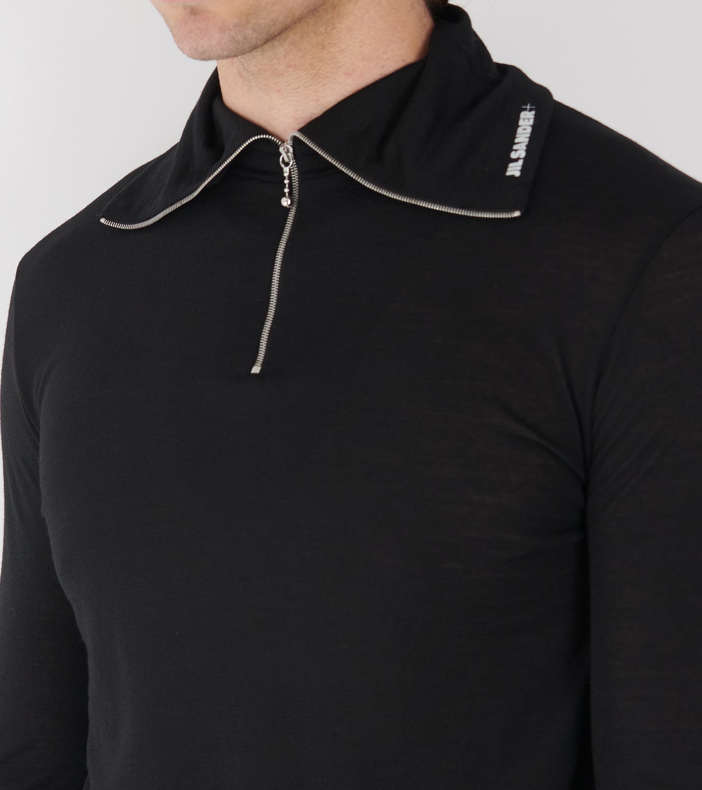 Plus Quarter Zip Wool Sweatshirt Black