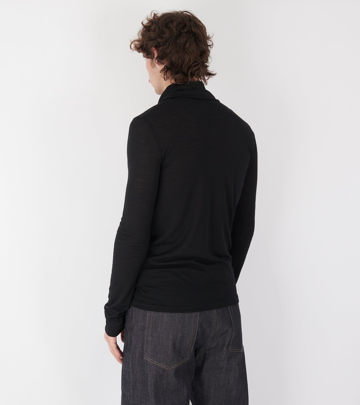 Plus Quarter Zip Wool Sweatshirt Black