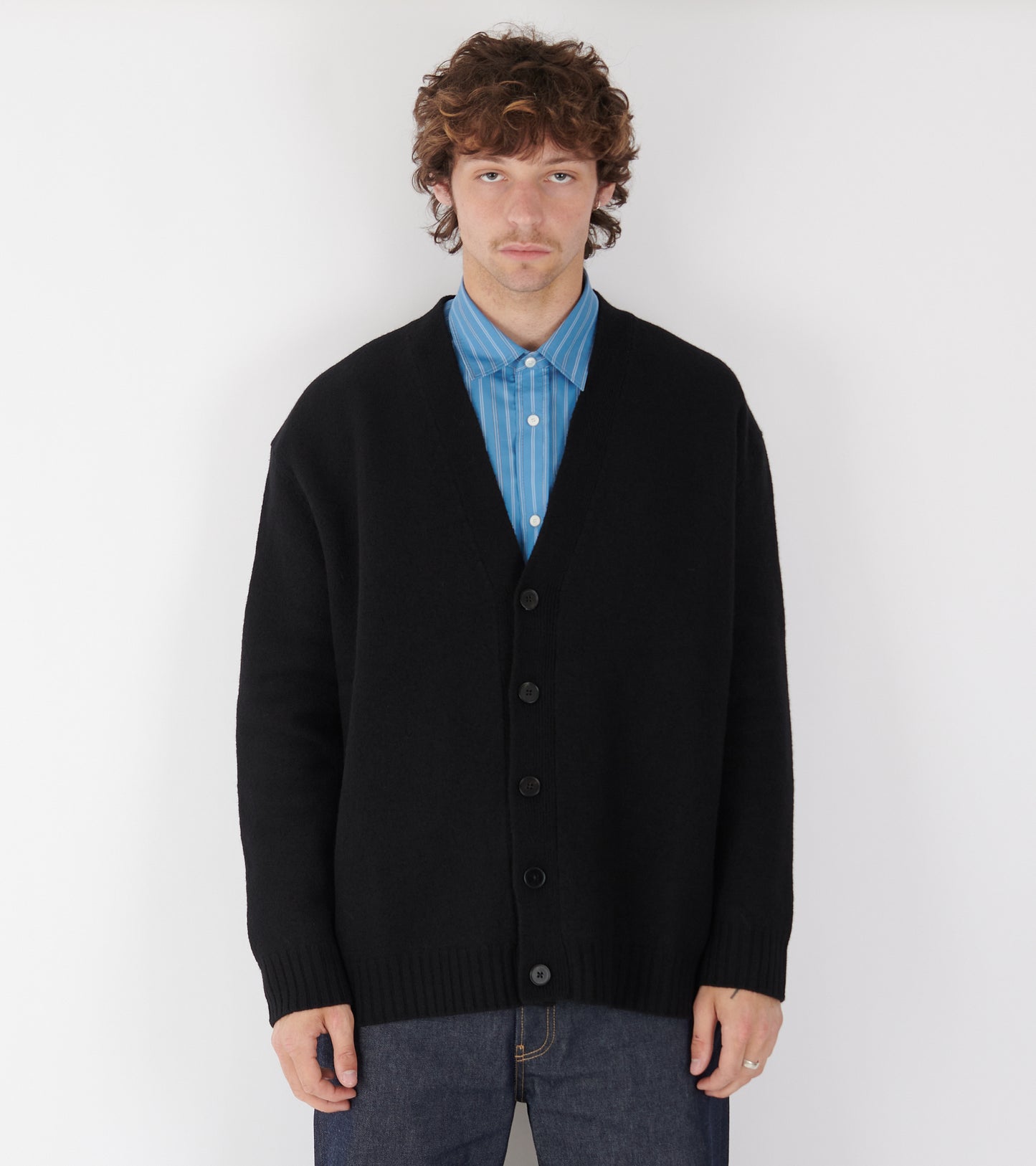Boiled Wool Cardigan Black