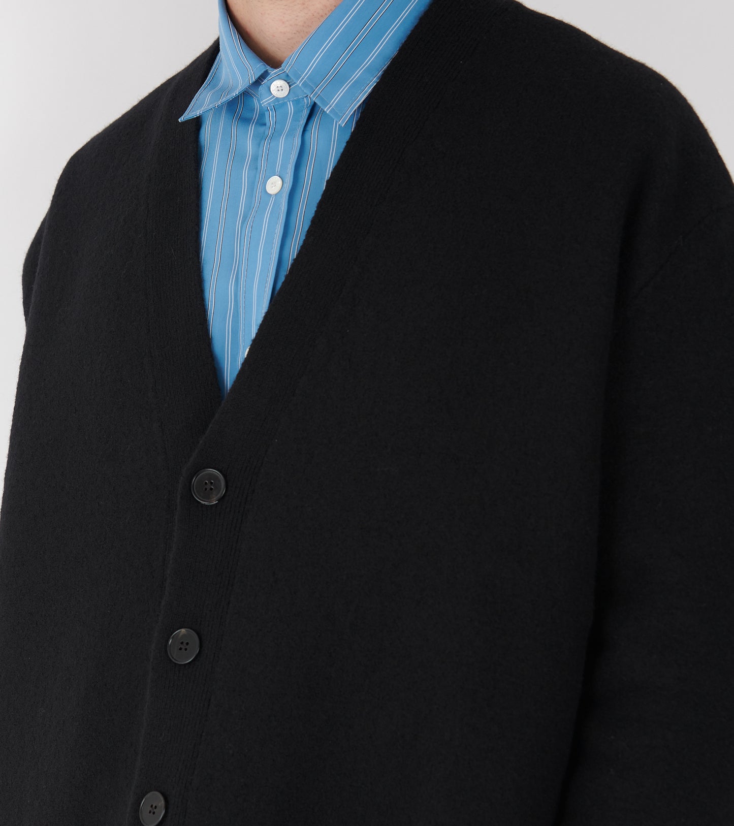 Boiled Wool Cardigan Black