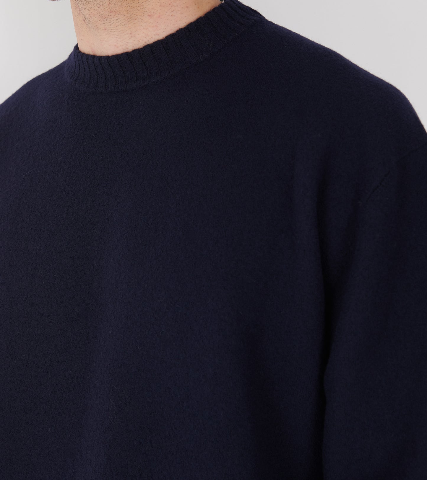 Lightweight Merino Boiled Wool Jumper Navy