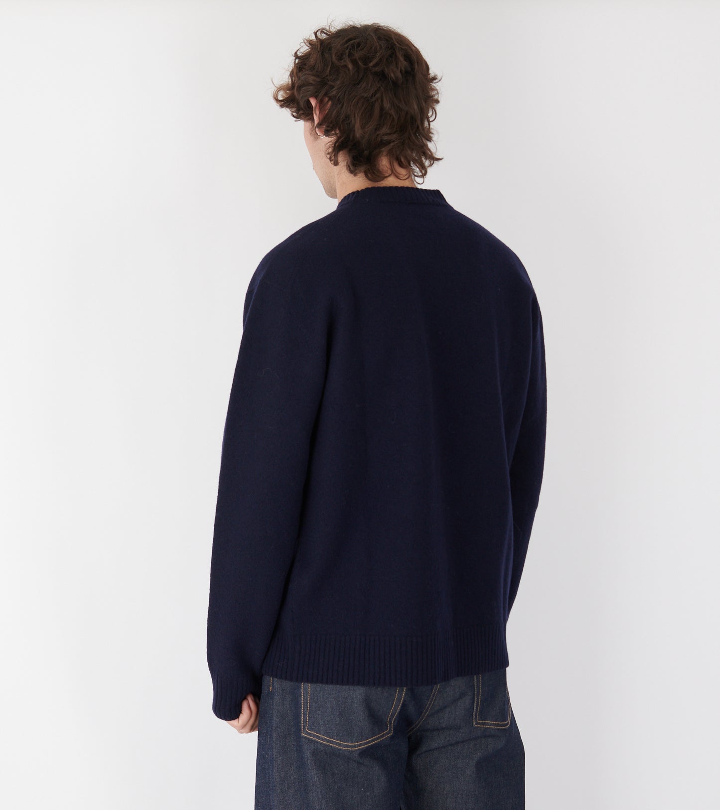 Lightweight Merino Boiled Wool Jumper Navy