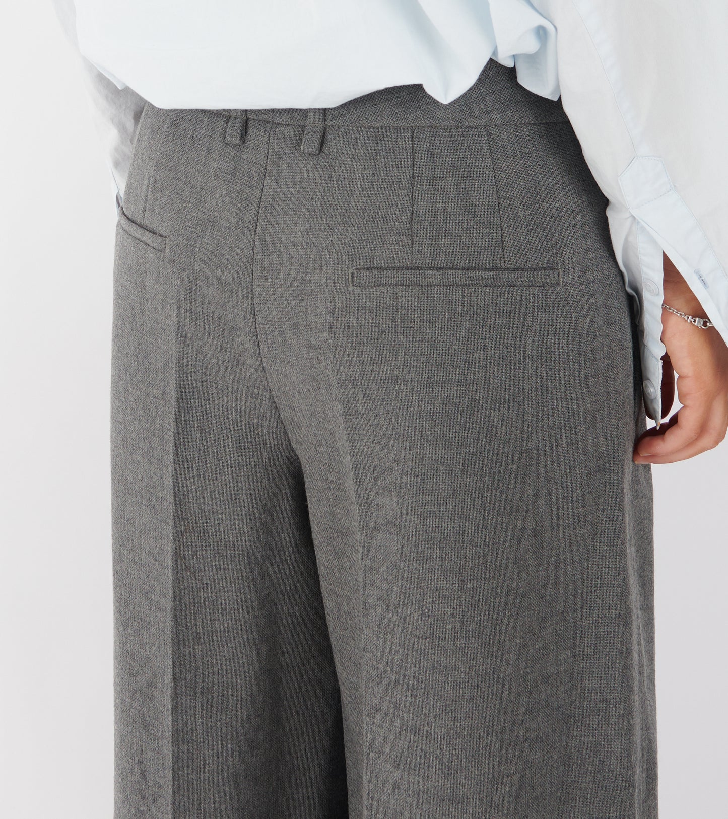 Open Wool Canvas Trouser Grey
