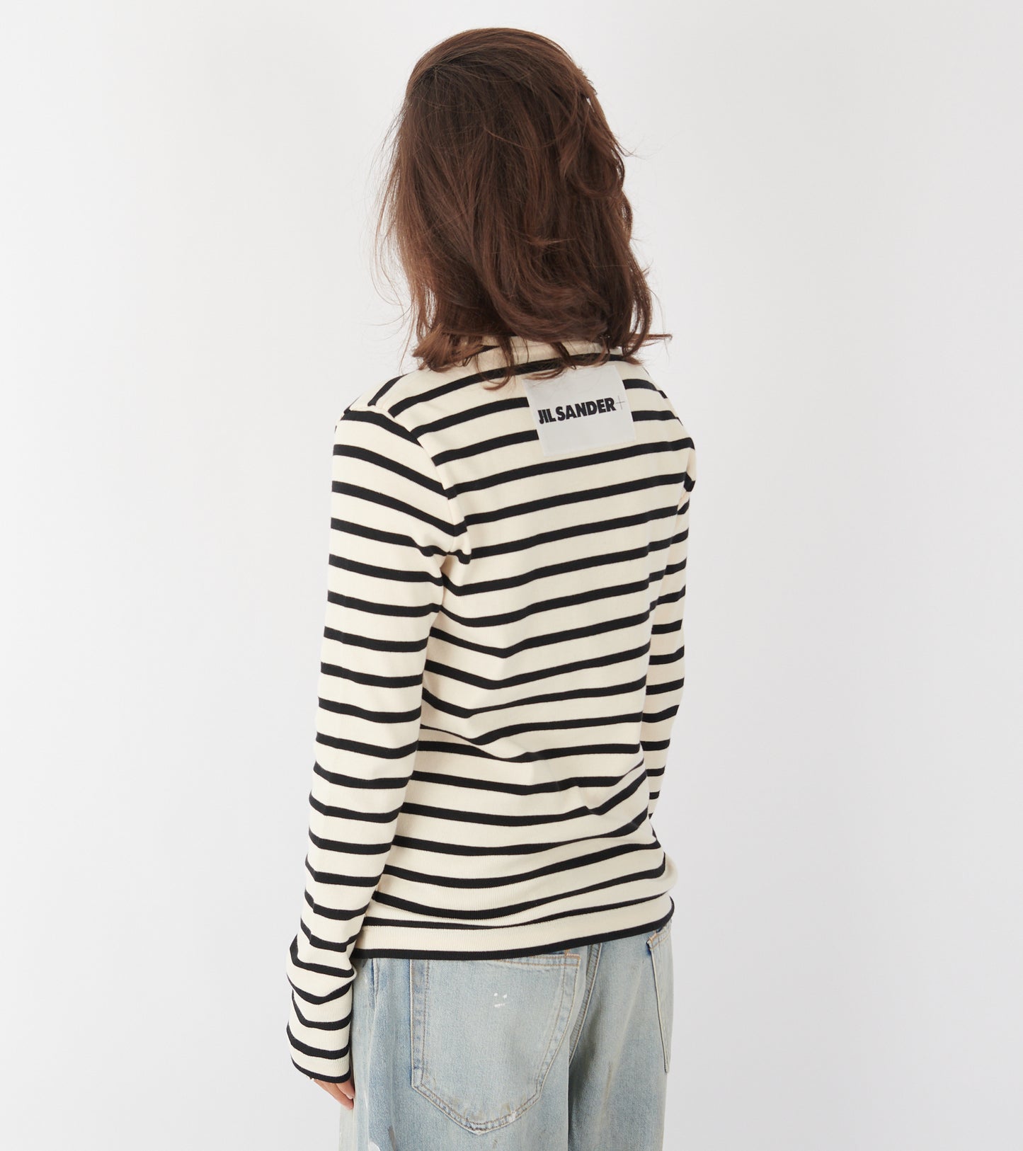 Ribbed Cotton Jersey Stripe L/S T-shirt Bluejay