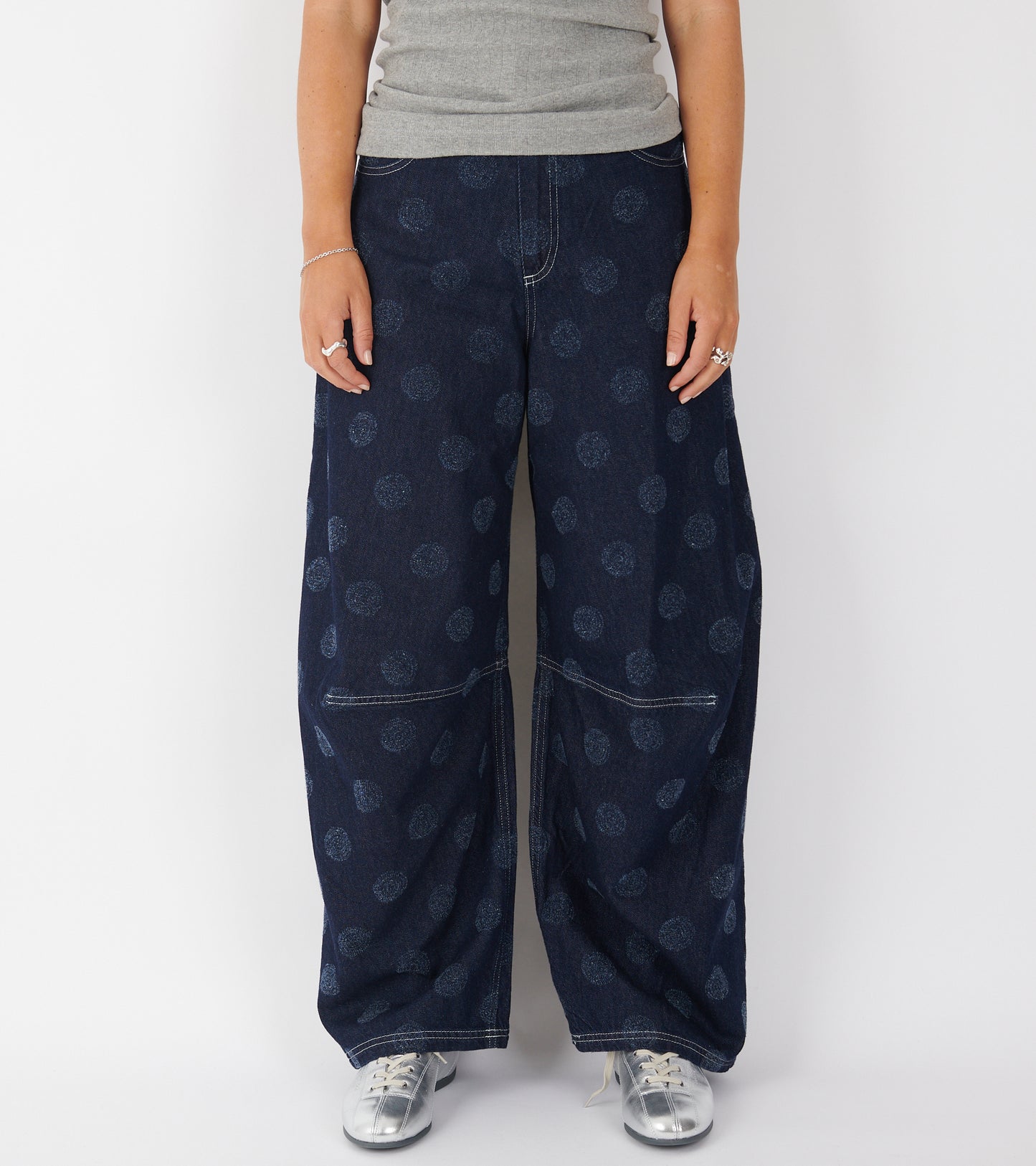 Dart Denim Pants Needle Punch Dots