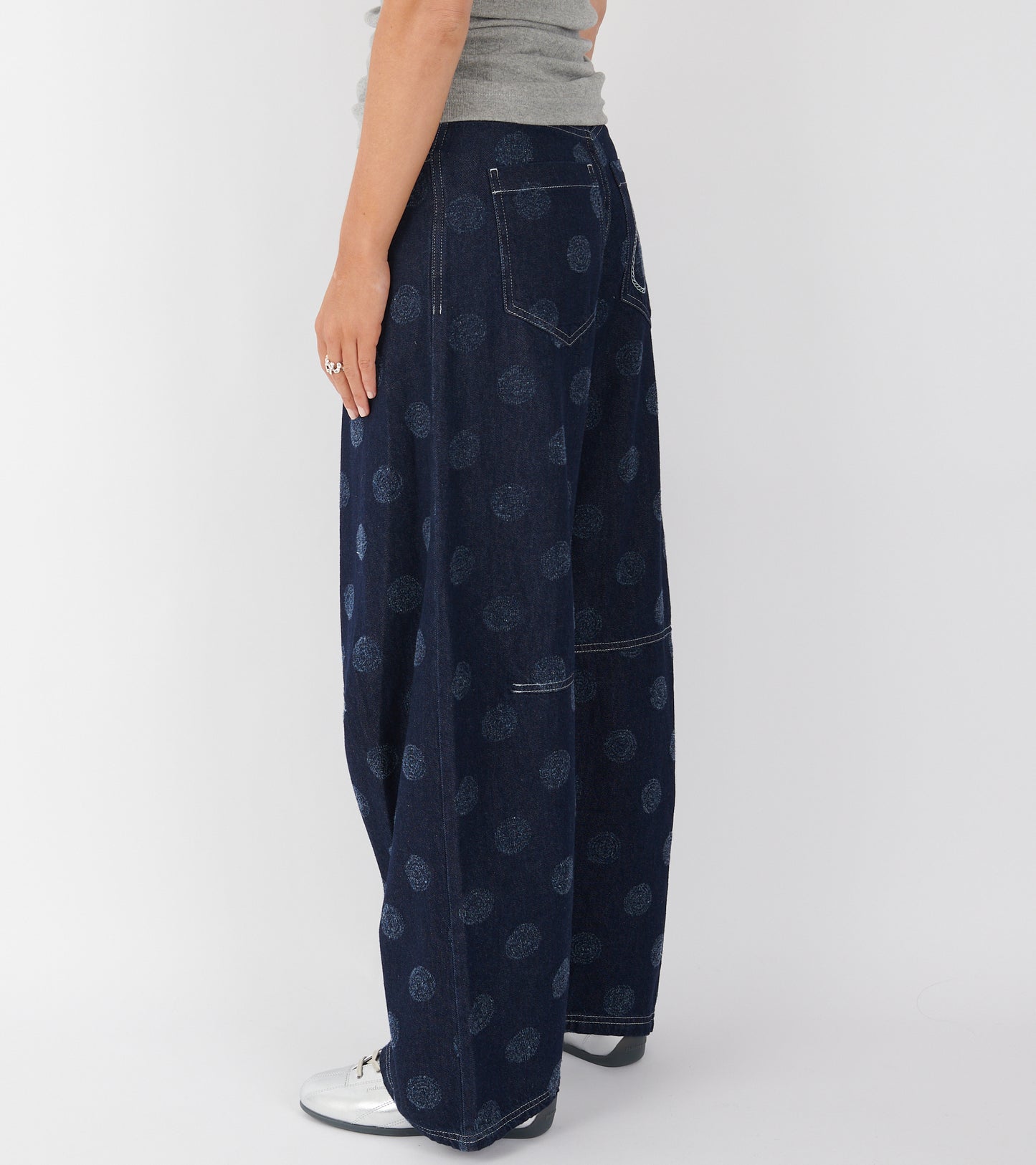 Dart Denim Pants Needle Punch Dots
