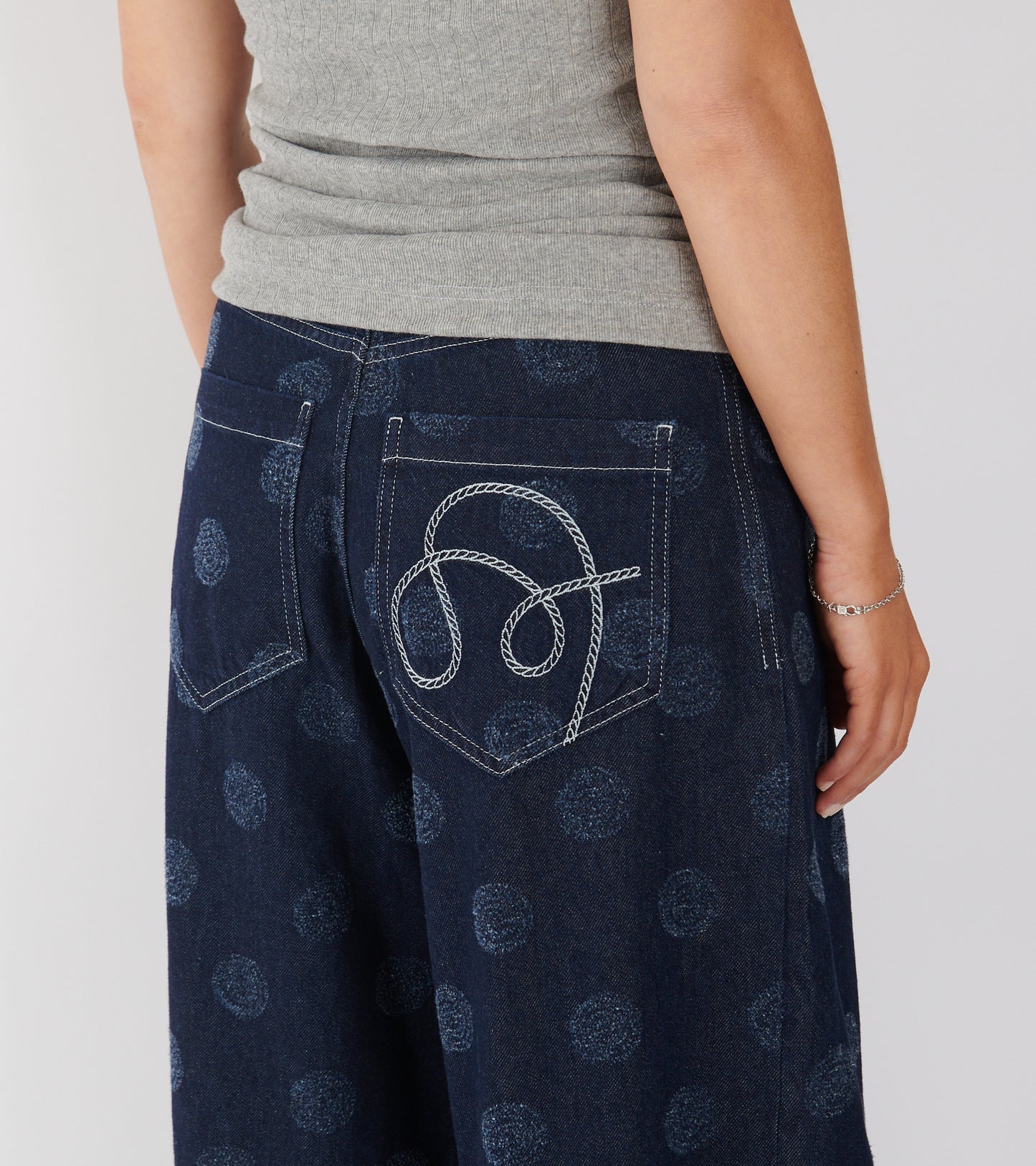 Dart Denim Pants Needle Punch Dots