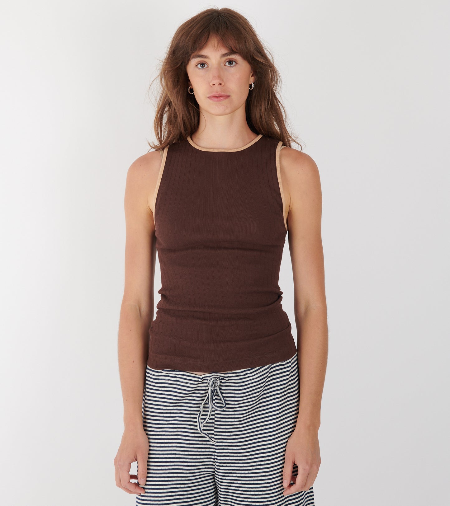 101 Tank Top Kontrast Brown/Camel