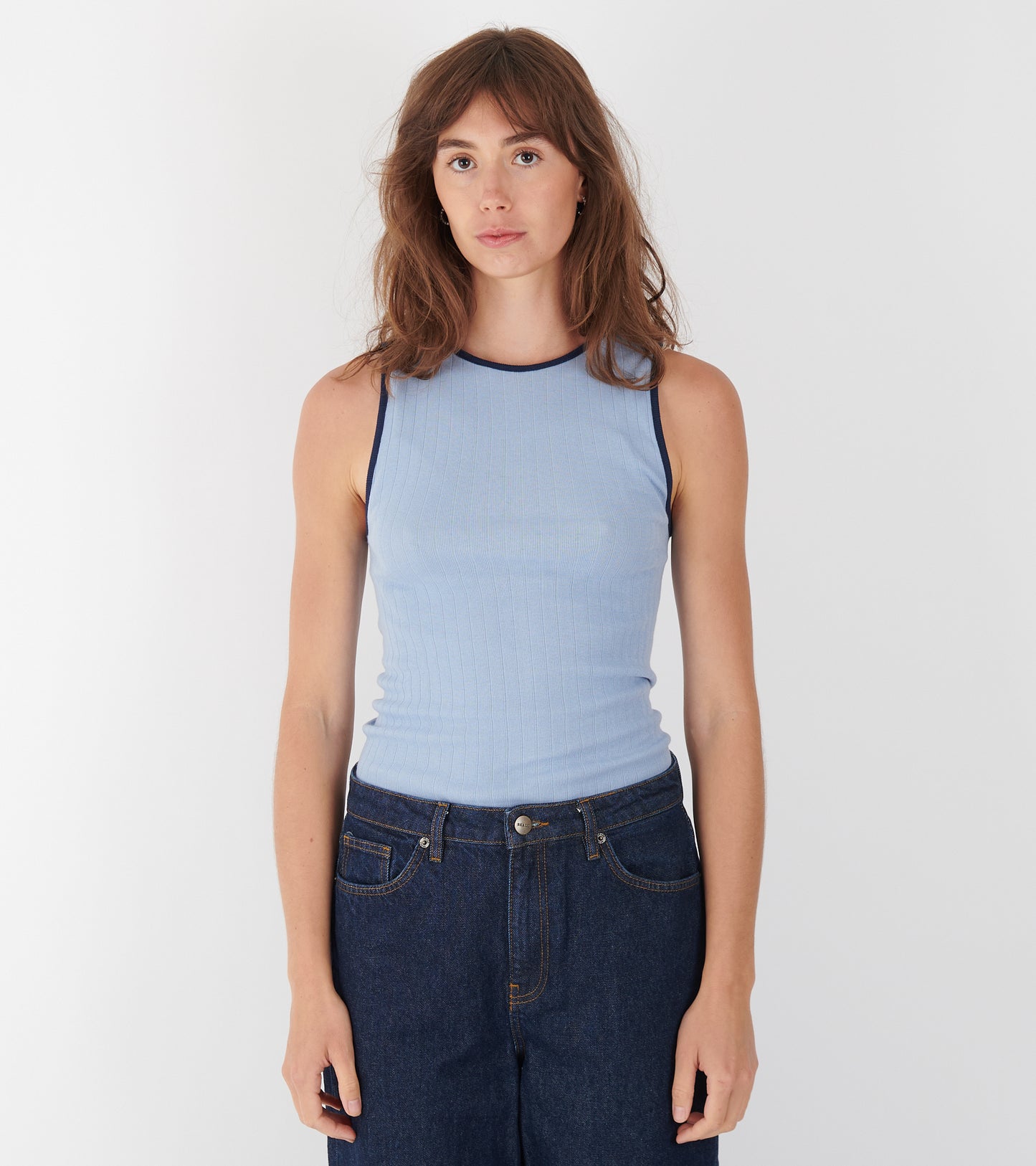 101 Tank Top Kontrast Powder Blue/Marine