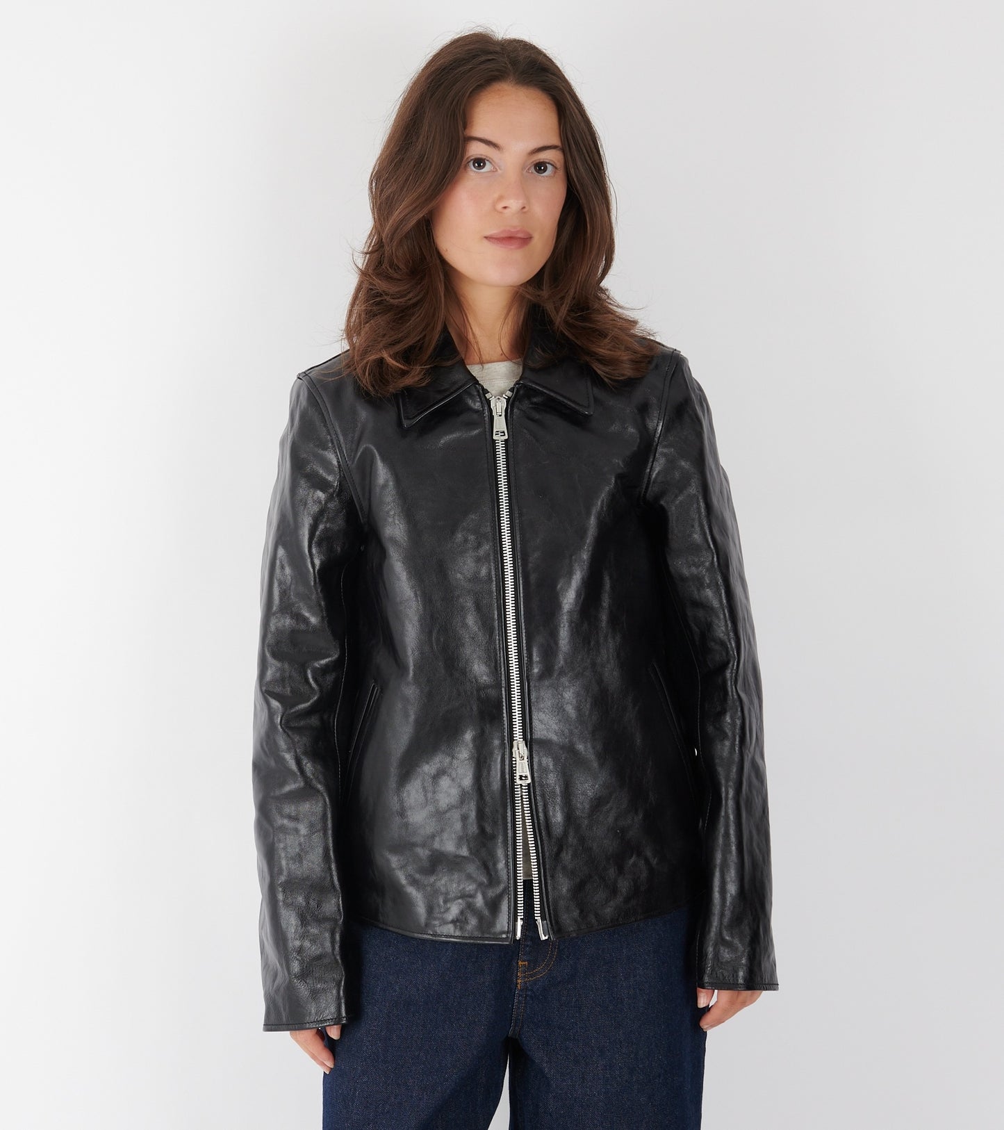 W Mini Jacket Top Dyed Black Leather