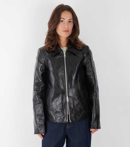 W Mini Jacket Top Dyed Black Leather