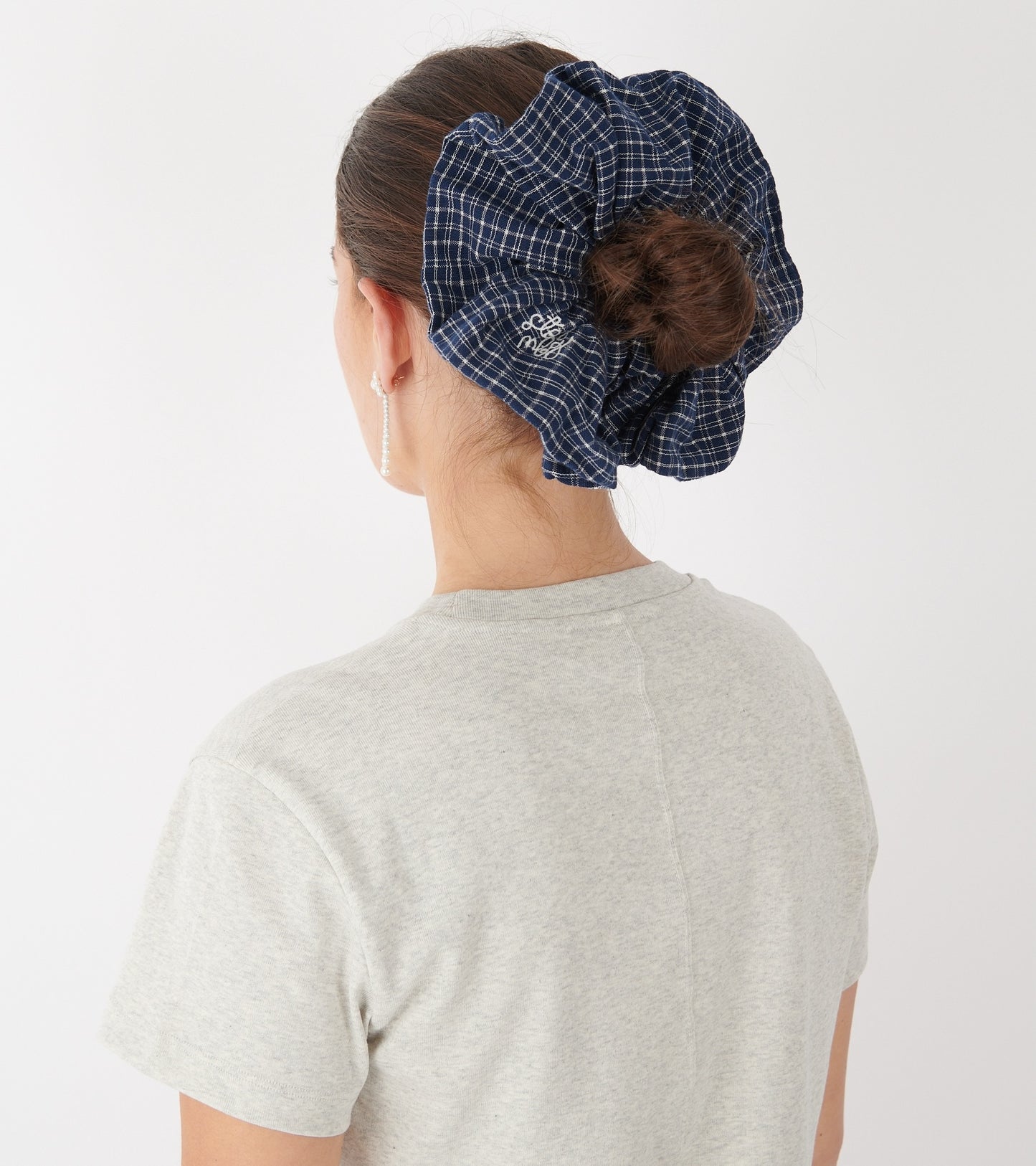 Scrunchie Indigo Check Handloom